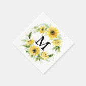 Serviette En Papier Jardin de tournesol Monogramme Mariage Cocktail Na (Coin)