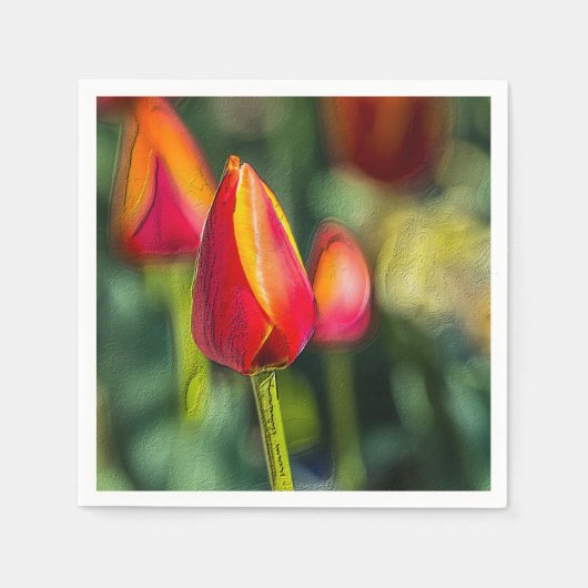 Serviette En Papier Jardin de Tulipes texturé (Devant)