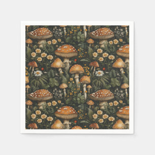 Serviette En Papier Jardin des champignons vintages Motif sans couture