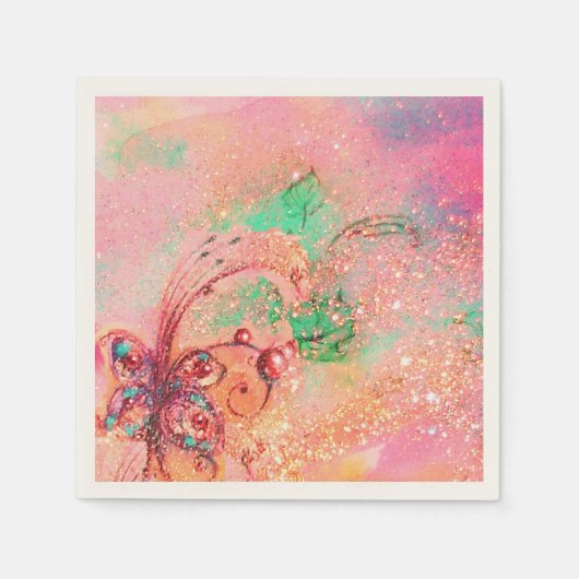 SERVIETTE EN PAPIER JARDIN DES OMBRES PERDUES MAGIQUE BUTTERFLY PLANTE (Devant)