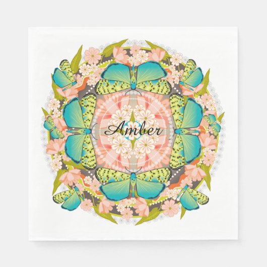 Serviette En Papier Jardin des papillons (Devant)