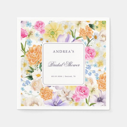 Serviette En Papier Jardin d'été Bright Floral Fête des mariées (Devant)
