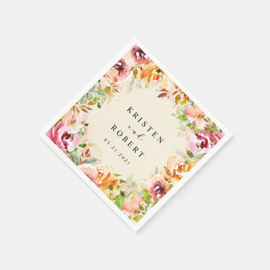Serviette En Papier Jardin d'été Floral Mariage élégant (Coin)