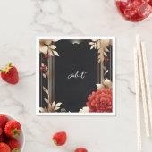 Serviette En Papier Jardin Diamond Rouge Noir Et Or Fête des mariées (En situation)