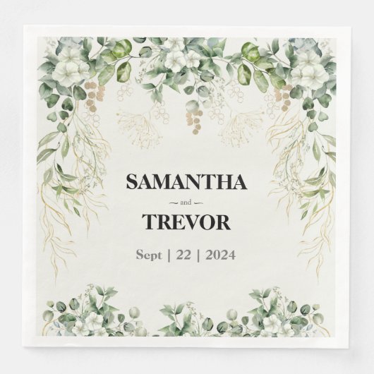 Serviette En Papier Jardin d'or : Mariage de liss botaniques Napkin (Devant)