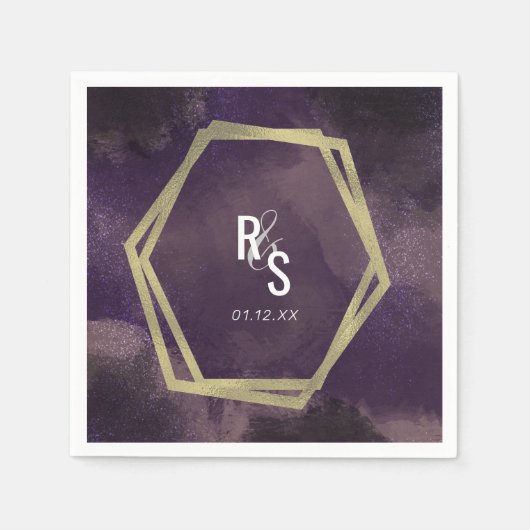 Serviette En Papier Jardin Dreamy Rose Faux Gold Splash Mariage (Devant)