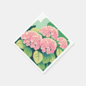 Serviette En Papier Jardin Élégant Floral d'Hydrangea Rose (Coin)