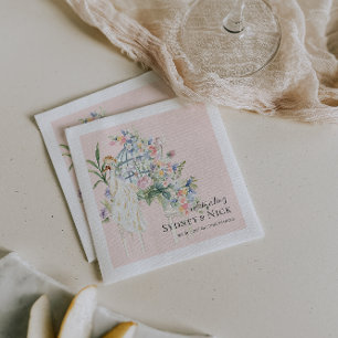Serviette En Papier Jardin Élégant Paon Floral Mariage