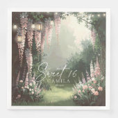 Serviette En Papier Jardin enchanté Sweet 16 rose ID1163 (Devant)