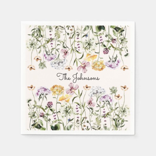 Serviette En Papier Jardin Fleur sauvage de nom personnalisé (Devant)
