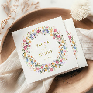 Serviette En Papier Jardin Fleur sauvage de printemps coloré Mariage d