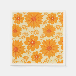 Serviette En Papier Jardin Fleur sauvage rétro Orange Motif floral