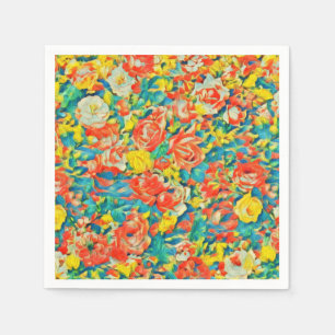 Serviette En Papier Jardin fleuri aux couleurs vives Art raffiné