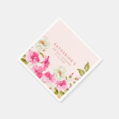 Serviette En Papier Jardin fleuri rose vif Douche nuptiale (Coin)