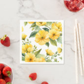 Serviette En Papier Jardin Fleurs Jaunes Aquarelle douce (En situation)