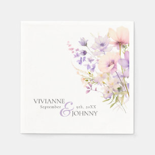 Serviette En Papier Jardin Fleurs sauvages violet lavande violet Maria