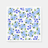 Serviette En Papier Jardin Floral Aquarelle Bleu (Devant)