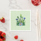 Serviette En Papier Jardin Floral Bleu Et Vert (En situation)