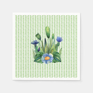 Serviette En Papier Jardin Floral Bleu Et Vert