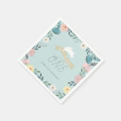 Serviette En Papier Jardin Floral Bunny 1er Anniversaire Bleu (Coin)