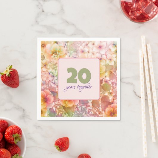 Serviette En Papier Jardin floral Cosmos 20e anniversaire (En situation)