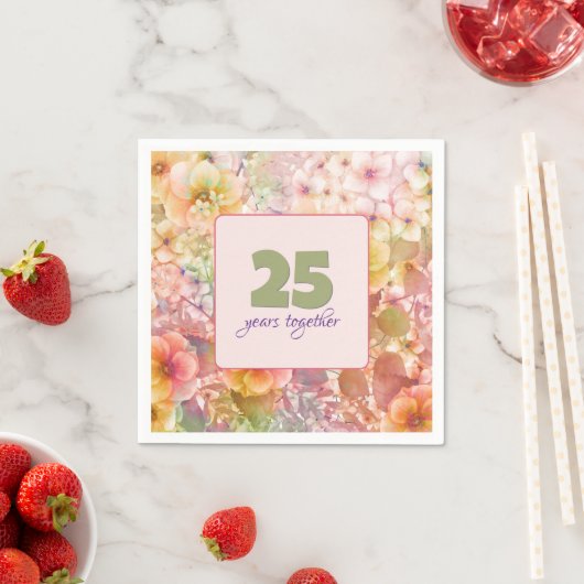 Serviette En Papier Jardin floral Cosmos 25e anniversaire (En situation)