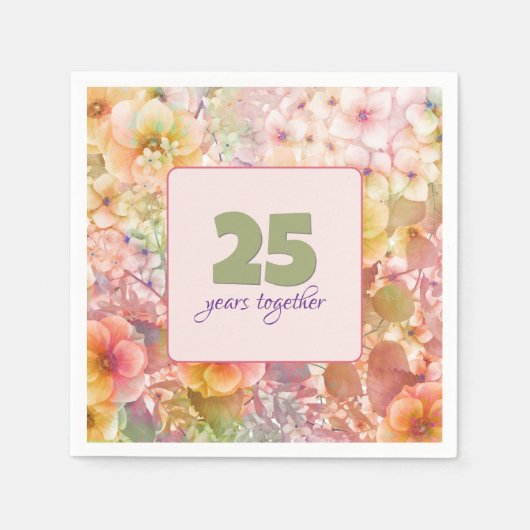 Serviette En Papier Jardin floral Cosmos 25e anniversaire (Devant)