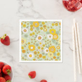 Serviette En Papier Jardin Floral Jaune Motif (En situation)