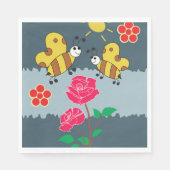 Serviette En Papier Jardin Floral Rose et abeilles (Devant)