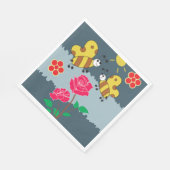 Serviette En Papier Jardin Floral Rose et abeilles (Coin)
