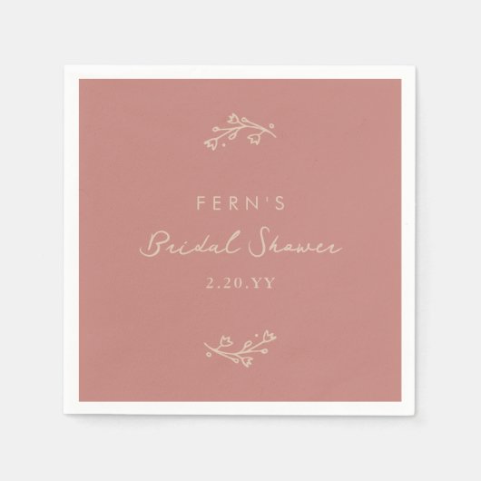 Serviette En Papier Jardin Floral Rose Tendre Mariage (Devant)