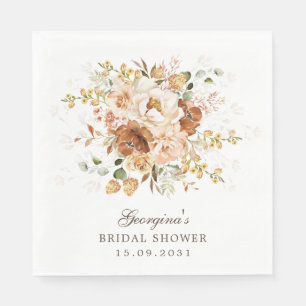 Serviette En Papier Jardin Floral Terracotta Orange Brûlé Bohème Terri