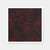 Serviette En Papier Jardin foncé Rouge Fleurs romantiques Mariage goth (Devant)