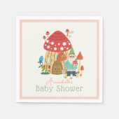 Serviette En Papier Jardin Gnome Champignons Baby shower fille rose (Devant)