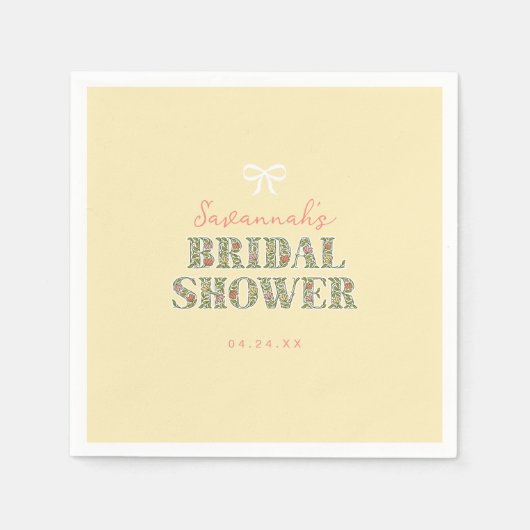 Serviette En Papier Jardin Jaune Fête des mariées fleurie (Devant)