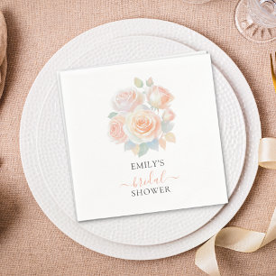 Serviette En Papier Jardin Mariage Champêtre Rose Gold Aquarelle