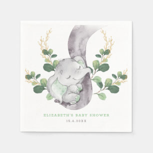Serviette En Papier Jardin moderne d'or vert d'éléphant de bébé de
