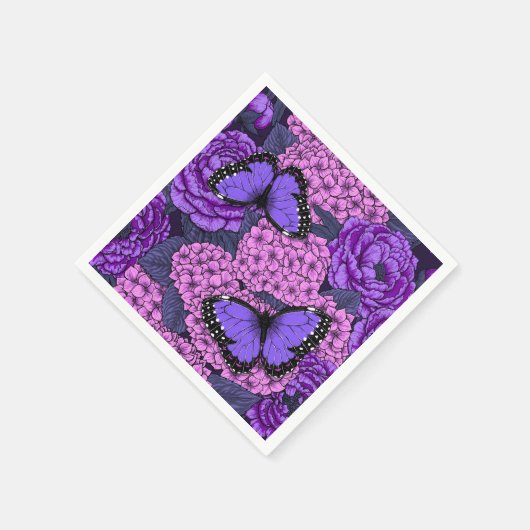 Serviette En Papier Jardin morpho bleu 2 (Coin)