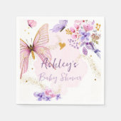 Serviette En Papier Jardin papillon floral Baby shower fille rose (Devant)