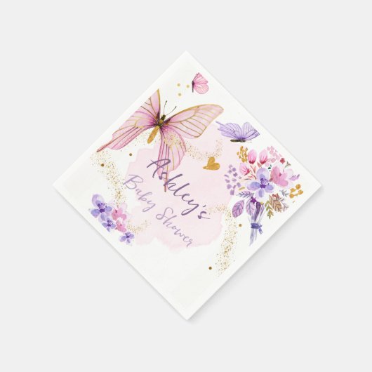 Serviette En Papier Jardin papillon floral Baby shower fille rose (Coin)