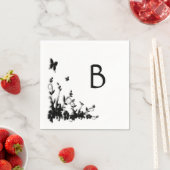 Serviette En Papier Jardin papillon initial (En situation)