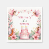 Serviette En Papier Jardin poilu rose enchanté - Anniversaire (Devant)