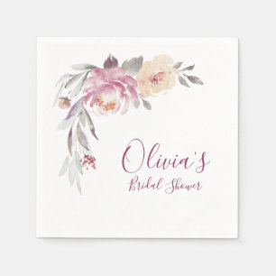 Serviette En Papier Jardin romantique aquarelle fleurie douche nuptial