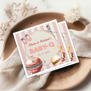 Serviette En Papier Jardin rose BBQ bébé Q Baby shower serviettes