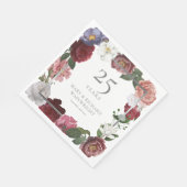 Serviette En Papier Jardin Rose du 25e anniversaire d'argent (Coin)