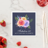 Serviette En Papier Jardin Rose Fleurs d'aquarelle Anniversaire (En situation)