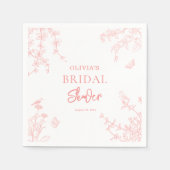 Serviette En Papier Jardin Rose Pêche Mariage Chinoiserie (Devant)