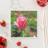 Serviette En Papier Jardin rose rose (En situation)