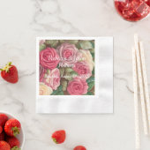 Serviette En Papier Jardin Rose victorien - Bouquet Mariage (En situation)