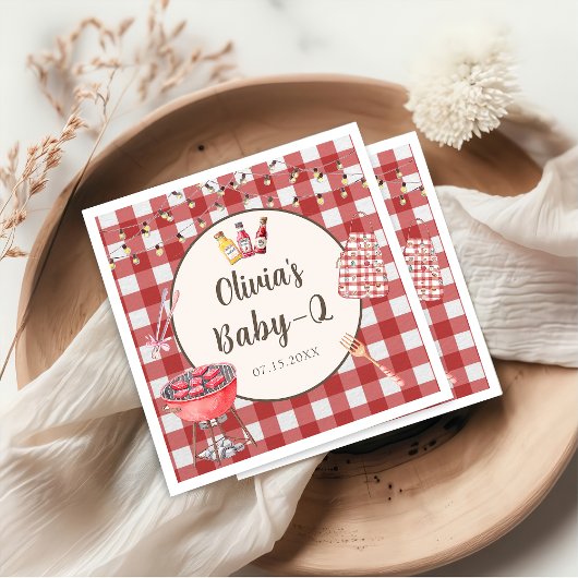 Serviette En Papier Jardin rouge BBQ bébé Q Baby shower serviettes